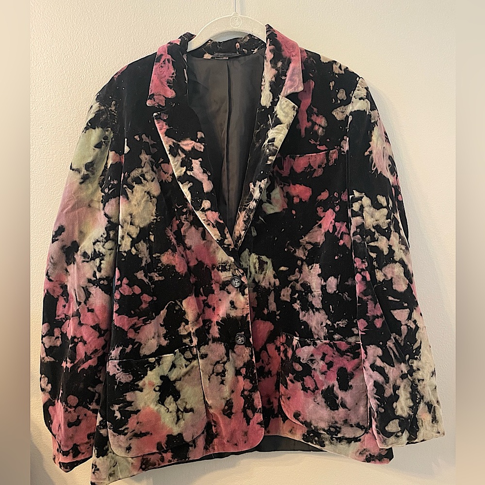 Tie Dye Black Velvet Blazer